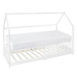 ML-Design Lit d'Enfants 90x200 cm Blanc avec Matelas à Mousse Froide, H:16 cm, Housse