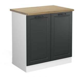 Meuble bas sous-&eacute;vier R-Line, Anthracite campagne, 80 cm, PT Ch&ecirc;ne, Vicco
