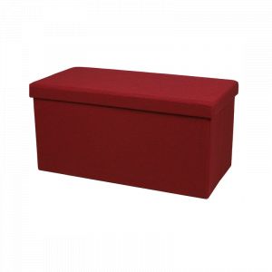 Urban living Banc de rangement pliable en tissu "Kube" - Rouge - L 76 x P 38 x H 38 cm