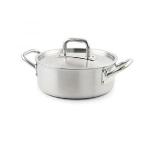 Laguiole Faitout triplex 28 x 11 cm Triplex Acier inoxydable 304/aluminum/430, capacit&eacute; 6 litres, compatible tous feux dont induction, nettoyage facile, couleur argent&eacute;