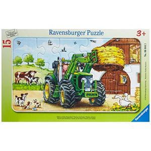 Image de Ravensburger 06044 - Puzzle Enfant avec cadre - Tracteur à la Ferme - 15 Pièces