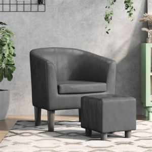 VidaXL Fauteuil cabriolet avec repose-pied gris similicuir