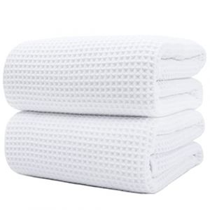 Serviette de Bain Polyte Microfibre Lot de 2 Tr&egrave;s Grande Blanc 89 x 178 cm
