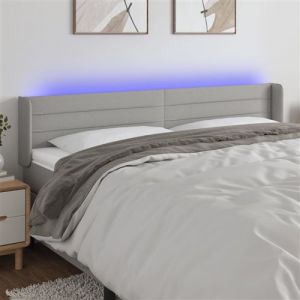 Image de vidaXL T&ecirc;te de lit &agrave; LED Gris clair 163x16x78/88 cm Tissu
