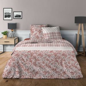 Univers décor Parure de draps 4 pièces pour lit 160 x 200 cm "Grande largeur" Liberty rose 100% coton / 57 fils/cm²