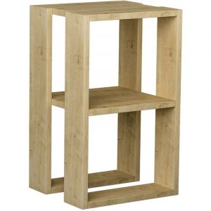 Pegane Table de chevet, table de nuit coloris chêne cambrian - longueur 34 x profondeur 30 x hauteur 55 cm -