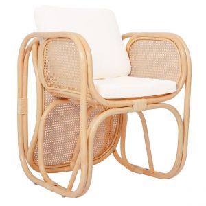 Nordlys - Fauteuil en Rotin Naturel et Tissu Beige