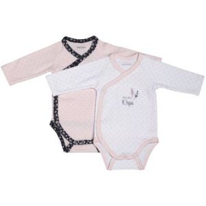 Sauthon Lot de 2 bodies blanc/rose naissance Miss Chipie
