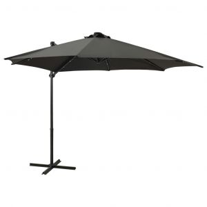 VidaXL Parasol d&eacute;port&eacute; avec m&acirc;t et lumi&egrave;res LED Anthracite 300 cm