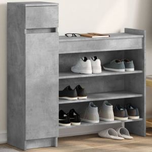 VidaXL Armoire &agrave; chaussures gris b&eacute;ton bois d'ing&eacute;nierie, armoire de rangement de chaussures, support &agrave; chaussures, unit&eacute; de rangement de chaussures
