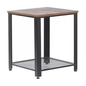 Image de Beliani Table appoint bois foncé et noire 45 x 45 cm ASTON