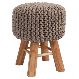 Rendez Vous D&eacute;co Tabouret tricot Lisa taupe