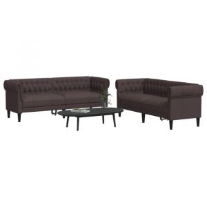 VidaXL Ensemble de canapés 2 pcs marron foncé tissu