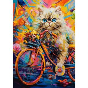 Castorland Puzzle Le vélo fleuri du chaton
