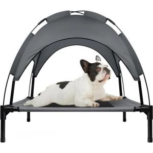 Yuenfong Lit Sur&eacute;lev&eacute; Pour Chien Avec Baldaquin, Avec Toit Imperm&eacute;able,Avec Tissu En Maille Respirante, Taille M, 76 X 61 X 76 Cm