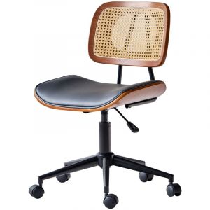 Nordlys - Chaise de Bureau Design Reglable en Bois et Cannage