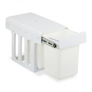 Relaxdays Poubelle encastrable pour la cuisine, 2 bacs de 8 litres chacun, H x L x P : 35,5 x 25 x 47 cm, blanche