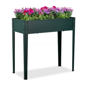 Relaxdays Jardinière surélevée, Jardin, Balcon et terrasse, Acier revêtu par pulvérisation, H x l x P : 80 x 85 x 40 cm, jardinière Verte