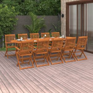 VidaXL Mobilier à dîner de jardin 11 pcs Bois d'acacia massif - Brun