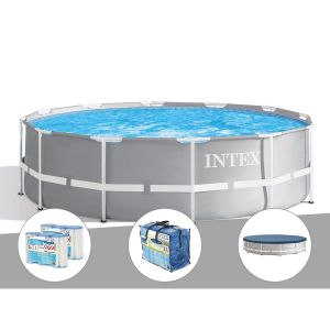 Intex Kit piscine tubulaire Prism Frame ronde 3,66 x 0,99 m + Bâche à bulles + 6 cartouches de filtration + Bâche de protection