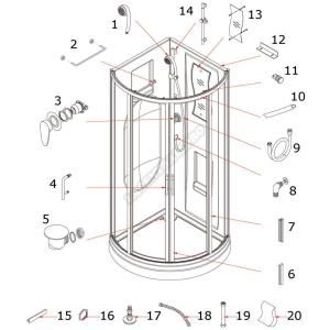 Image de Alterna 1785686 - Tuyau de raccordement mitigeur avec flexible de douche pour cabine Concerto