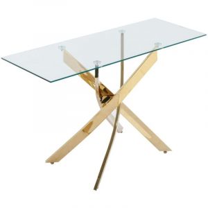Console en verre trempé et métal doré - Transparent - COSIMA