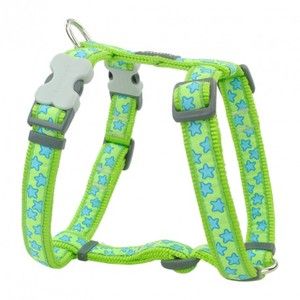 RedDingo Harnais réglable pour chien Vert Etoiles Bleu 45 à 69 cm 20 mm