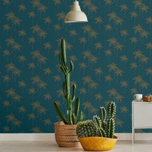 Lut&egrave;ce Papier peint vinyle JARDIN EDEN palmier bleu