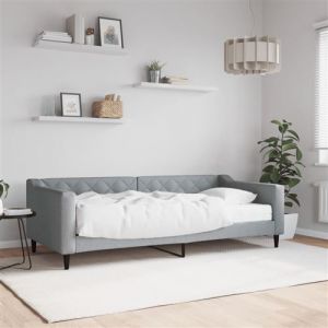 VidaXL Lit de Jour avec Matelas, Canapé-lit, Lit d'Invité, Meuble de Chambre à Coucher Salle de Séjour, Moderne, Gris Clair 90x200 cm Tissu