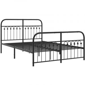 VidaXL Cadre de lit métal sans matelas avec pied de lit noir 140x200cm