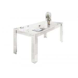 home24 Table 6-8 personnes Vione blanc laqué brillant - SUBLEEM