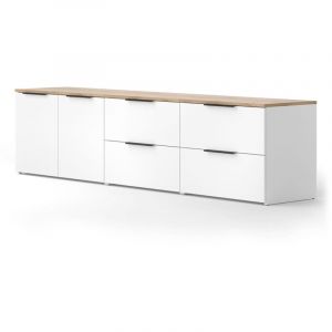 Vicco - Meuble-paroi Wido, Blanc/Sonoma, 3 pi&egrave;ces