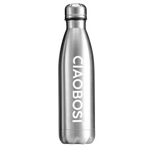 Avizar Bouteille Isotherme 500ml Design Fusel&eacute; avec Bouchon Anti-fuite Argent