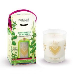 Esteban Paris Bougie parfum&eacute;e rechargeable 180g citronnelle et menthe