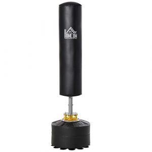 Homcom Sac de Frappe Boxe autoportant Punching Ball Ø 50 x 170 cm amortisseurs ventouses antidérapantes Noir