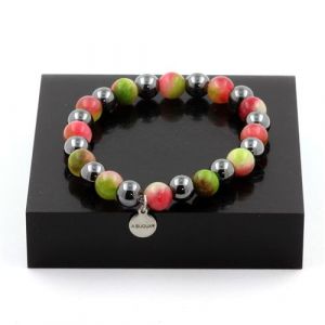 Bracelet Perles Tourmaline melon d'eau + Hématite 8 mm - A Bijoux
