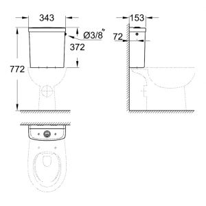 Image de Grohe Bau Ceramic Réservoir de chasse équipé