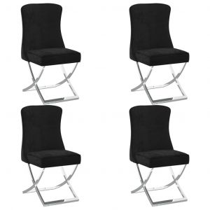 Image de VidaXL Chaises de salle à manger 4 pcs Noir 53x52x98 cm Velours