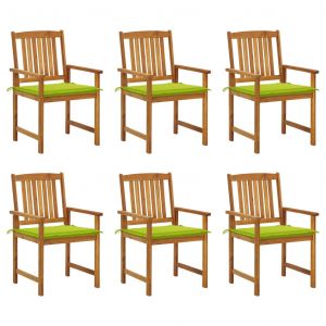 VidaXL Chaises de jardin avec coussins 6 pcs Bois d'acacia massif Vert vif