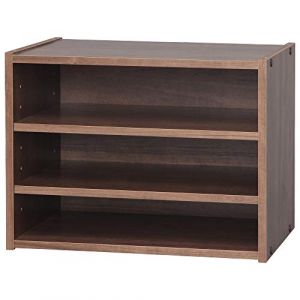 Iris Ohyama Étagère-Meuble de rangement empilable 3 étages en bois- Chêne brun, L40 x P28,7 x H30,5 cm 531482