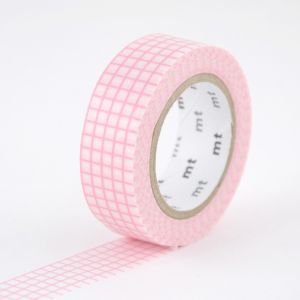 Masking tape mt 7 m x 15 mm Quadrillé Rose