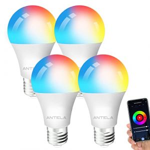 Image de Microsoft ANTELA Ampoule Connectée Wifi E27 9W LED Multicouleurs RGB + CCT 2700K-6500K, Compatible Avec Alexa/Google Home, Ampoule Intelligente Pas Besoin de Hub, 4 PCS