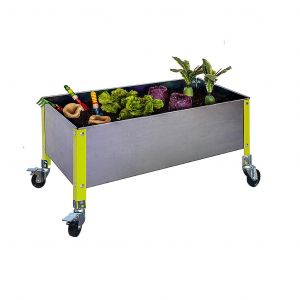 Simon Rack Jardinière Urban mobile en métal galva verte 90x60cm