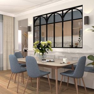 Verrière aluminium 6 vitrages clair, 6 arches et 6 traverses horizontales décorative - Noir