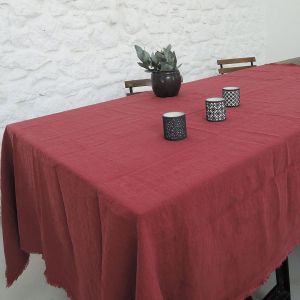 Nappe en chanvre lavé Rouge 170 x 250