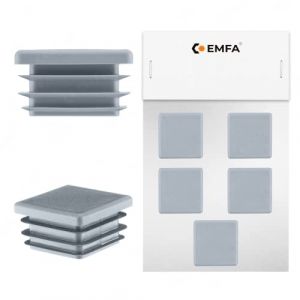 Bouchon plastique pour tube carré - 50x50 mm - 5 pièces – Gris - Capuchon plastique - Embout tuyau - EMFA