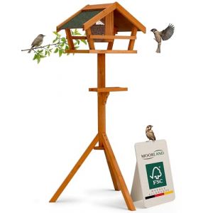 Moorland Nichoir Mangeoire Oiseaux Exterieur sur Pied 120 cm &ndash; Toit R&eacute;sistant aux Intemp&eacute;ries Toute lAnn&eacute;e &ndash; VH1