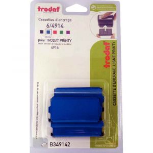 Trodat Cassette d'encre 6/4914 bleue pour tampons Printy 4914 (blister de 3 cassettes d'encre)