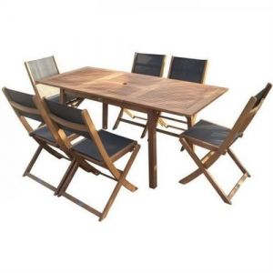 Ensemble repas de jardin 4 a 6 personnes Table e tensible 120 180 80 cm 6 chaises ass