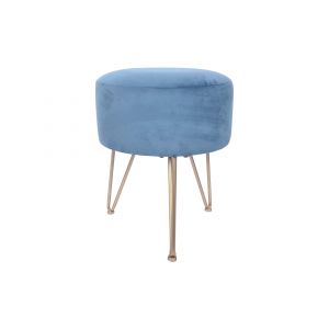 Image de Rebecca Mobili Tabouret Rembourré Pouf en Velours Bleu pour Salon Chambre à Coucher